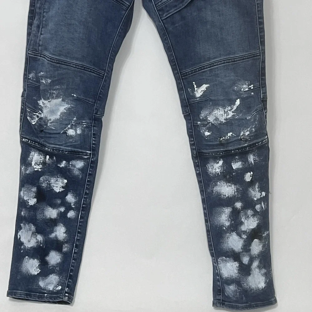 G Star Raw Rackam 3D Skinny Jeans Super Stretch Denim‎ Extreme Painted Men 34x32